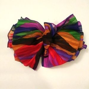 Vintage Hair Barrette Hair Bow Primary Color Stripe Retro 80s 90s Clips Bohemian